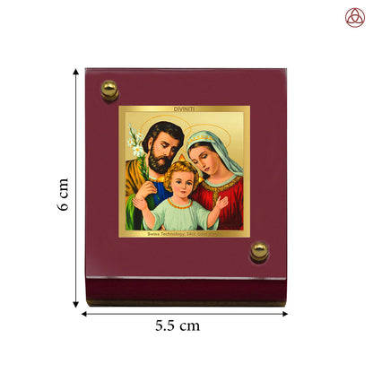 Holy Family | Divine Christian Car Dashboard & Tabletop Photo Frame in 24K Gold Plated Foil