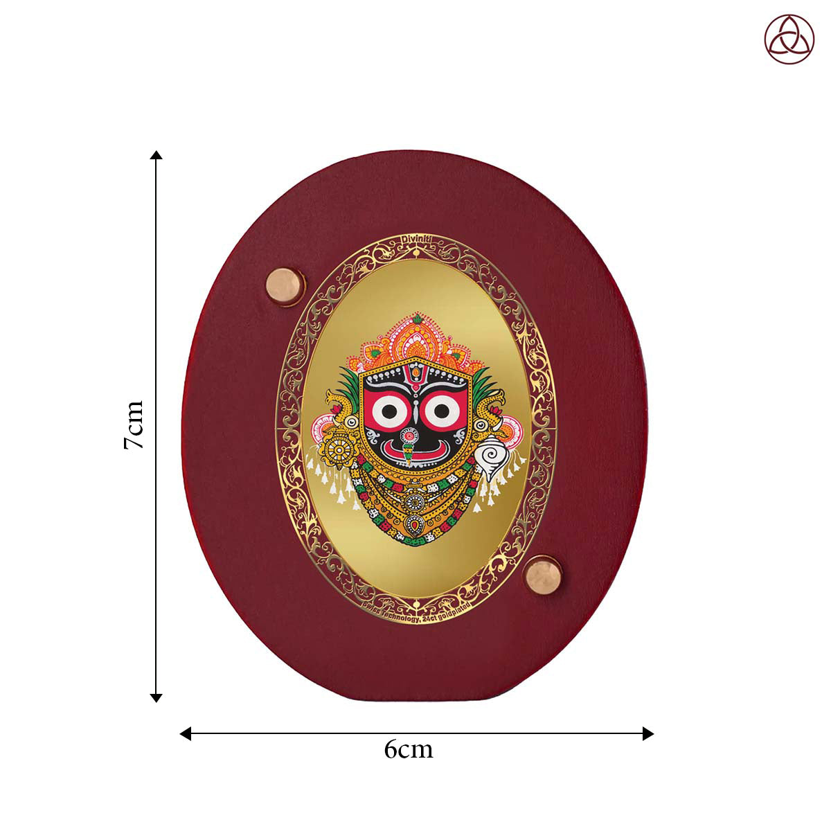 Jagannath Car Dashboard & Tabletop Photo Frame, 24K gold-plated, 7x6 cm, intricate design.