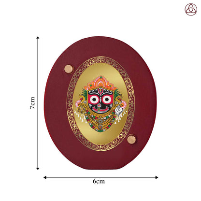 Jagannath Car Dashboard & Tabletop Photo Frame, 24K gold-plated, 7x6 cm, intricate design.