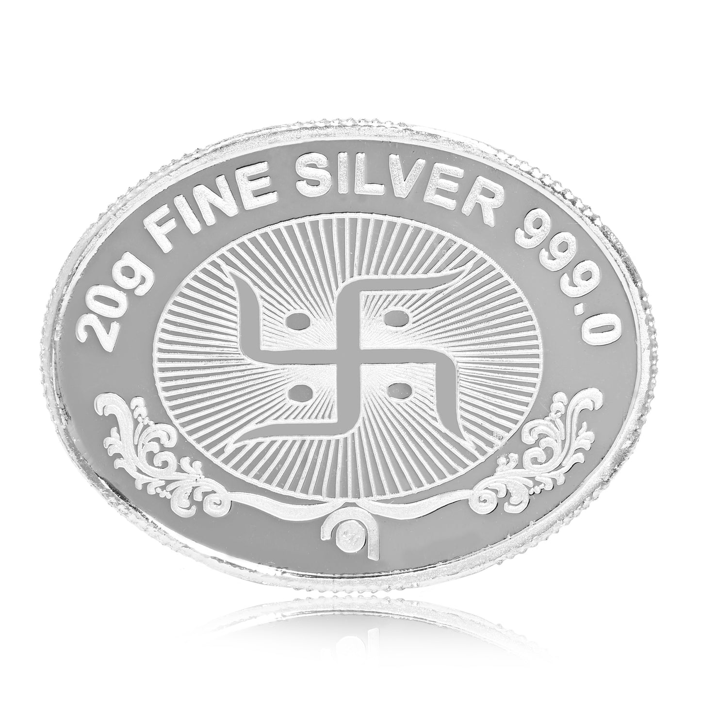 DIVINITI Pure Silver Coin Featuring Laxmi Ganesh & Om A Sacred Symbol of Prosperity and Spirituality for Home & Office Décor, Puja Room Diwali Gift (20g)