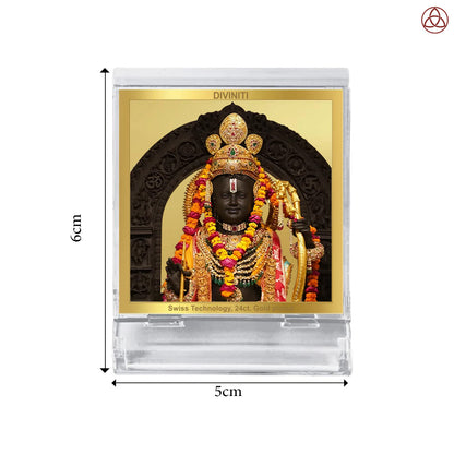 Ram Lalla | Divine Child Ram Car Dashboard & Tabletop Photo Frame in 24K Gold Plated Foil