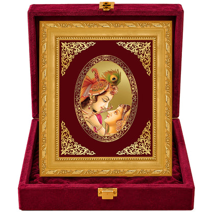 24K Gold-Plated Radha Krishna Frame | Premium Gift Box | 16x13.5 CM