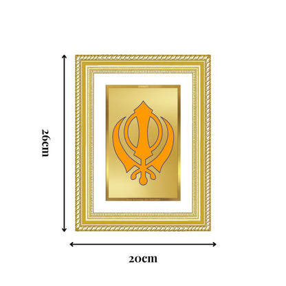 Diviniti 24K Gold Plated Khanda Sahib (Classic) Divine Wall Frame for Home Mandir & Office Decor | Luxury Spiritual Gift