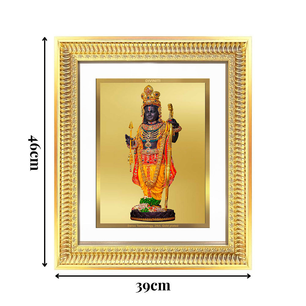 Diviniti 24K Gold Plated Ram Lalla With Arch (Classic) Divine Wall Frame for Home Mandir & Office Decor | Luxury Spiritual Gift