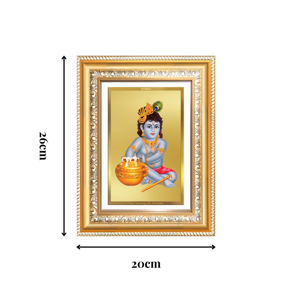 Diviniti 24K Gold Plated Bal Gopal Divine Wall Frame for Home Mandir & Office Decor | Luxury Spiritual Gift