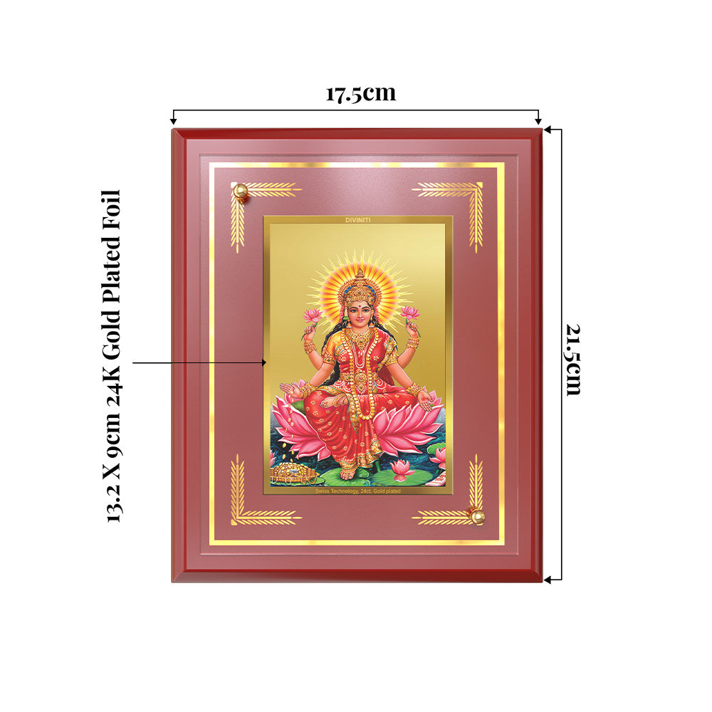 Goddess Lakshmi | Devi of Wealth & Prosperity Wall and Tabletop Photo Frame in 24K Gold Plated Foil