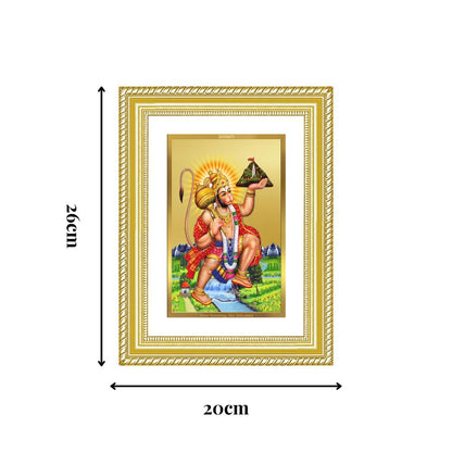 Diviniti 24K Gold Plated Hanuman With Mountain (Classic) Divine Wall Frame for Home Mandir & Office Decor | Luxury Spiritual Gift