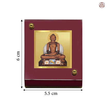 Mahavira | Divine Jain Tirthankar Car Dashboard & Tabletop Photo Frame in 24K Gold Plated Foil