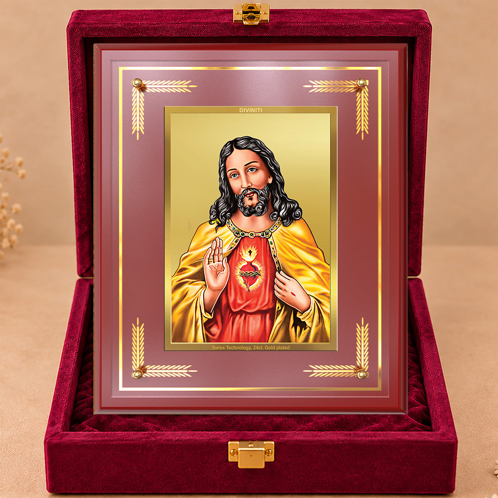 24K Gold-Plated Jesus Christ MDF Frame | Premium Gift Box | 27x35 CM