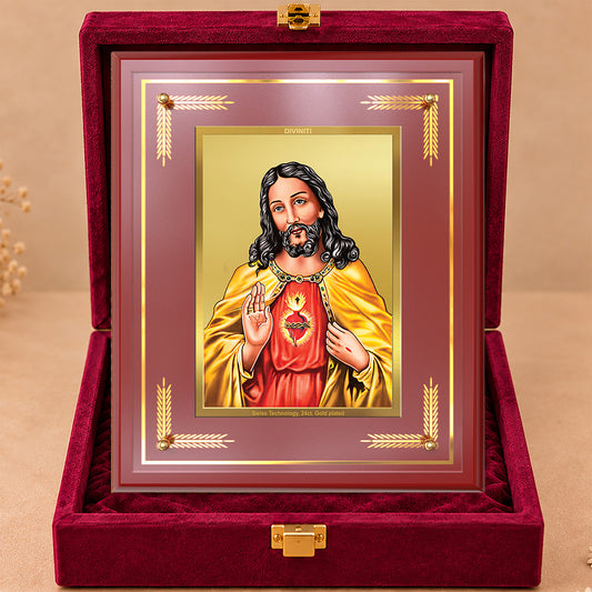 24K Gold-Plated Jesus Christ MDF Frame | Premium Gift Box | 27x35 CM