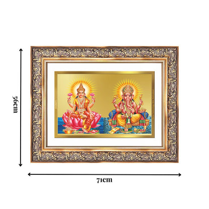 Diviniti 24K Gold Plated Lakshmi Ganesha (Classic) Divine Wall Frame for Home Mandir & Office Decor | Luxury Spiritual Gift