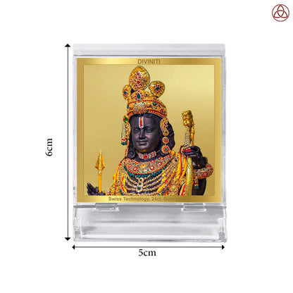 Ram Lalla with Arch | Divine Child Ram Car Dashboard & Tabletop Photo Frame in 24K Gold Plated Foil