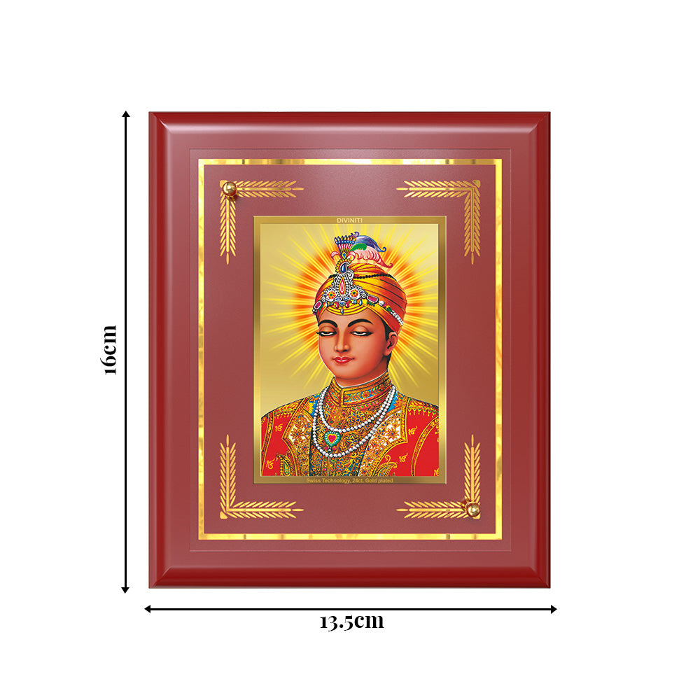 Diviniti 24K Gold Plated Guru Harkrishan Sahib Ji Wall & Tabletop Photo Frame | Peace, Compassion & Divine Blessings