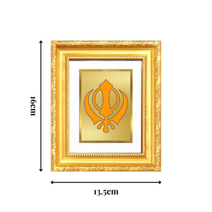 Diviniti 24K Gold Plated Khanda Sahib |Divine Table Top Frame for Home Mandir & Office Decor | Luxury Spiritual Gift