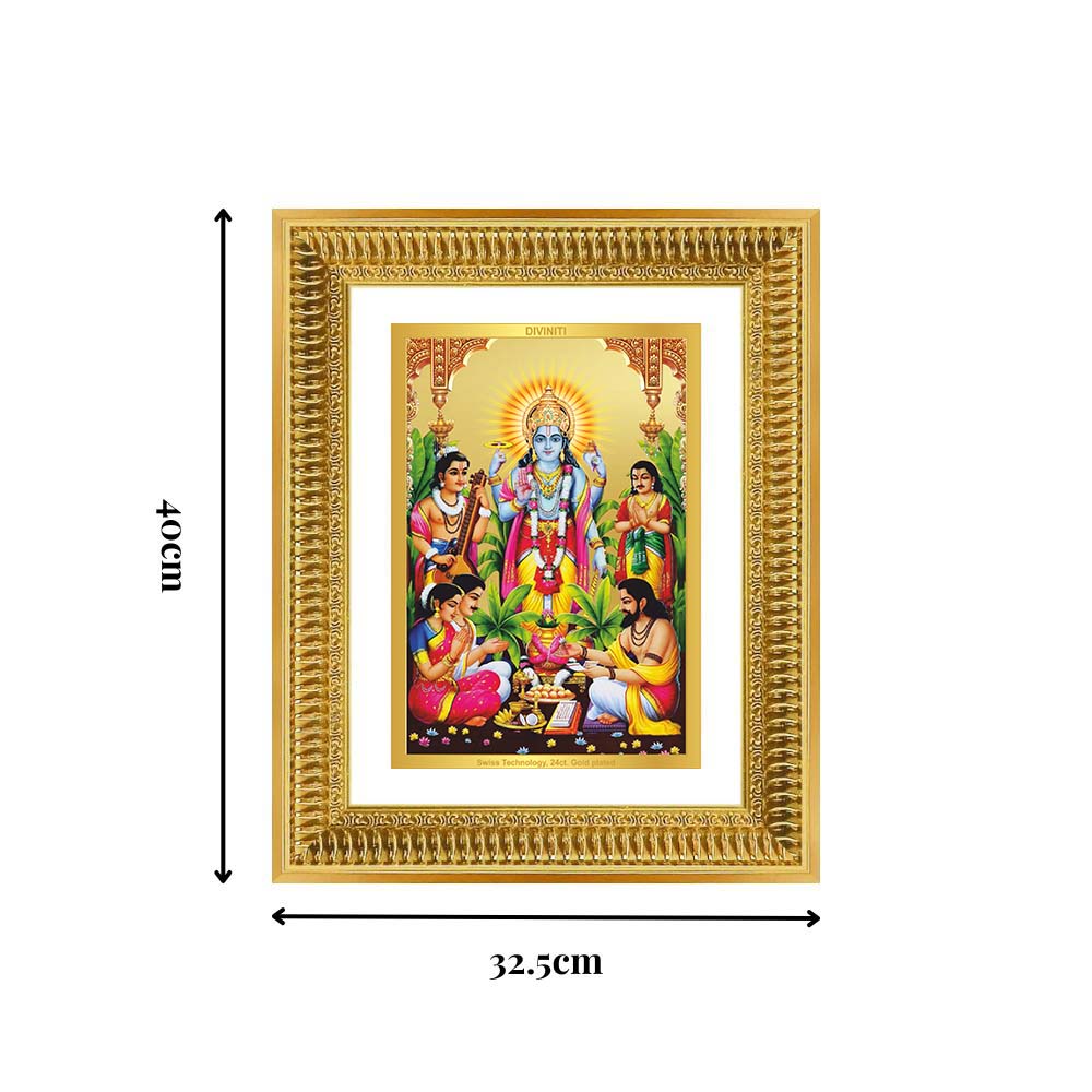 Diviniti 24K Gold Plated Satyanarayan (Classic) Divine Wall Frame for Home Mandir & Office Decor | Luxury Spiritual Gift