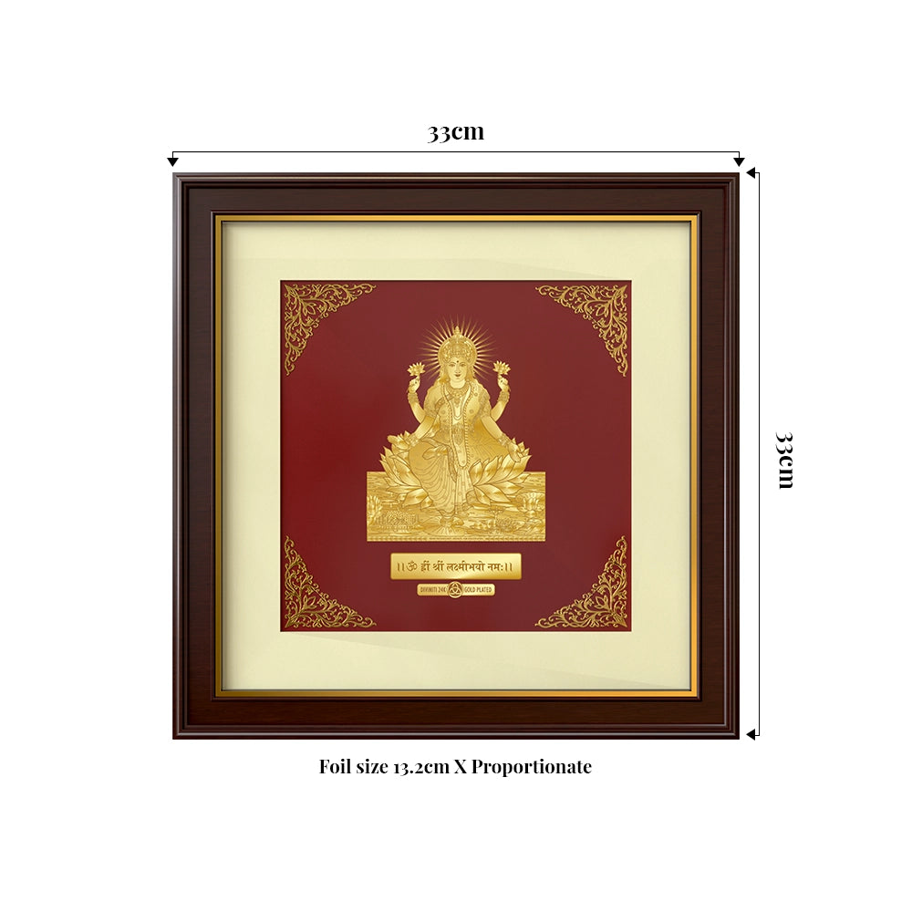 Lakshmi Ji | Divine Blessings and Prosperity Gold on Gold Wall Hanging Frame in 24K Gold Plated Foil
