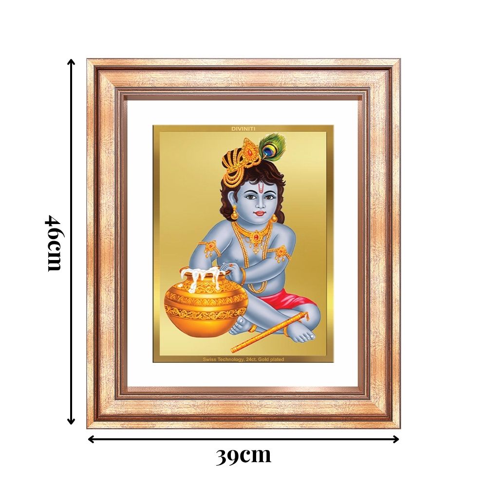Diviniti 24K Gold Plated Bal Gopal Divine Wall Frame for Home Mandir & Office Decor | Luxury Spiritual Gift