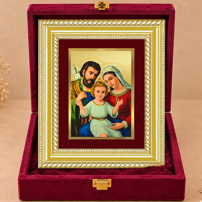 24K Gold-Plated Holy Family Frame | Premium Gift Box | 17.5x21.5 CM