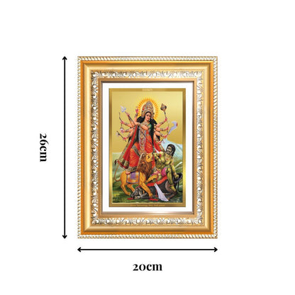 Diviniti 24K Gold Plated Durga - Mahishasura Mardini (Classic) Divine Wall Frame for Home Mandir & Office Decor | Luxury Spiritual Gift