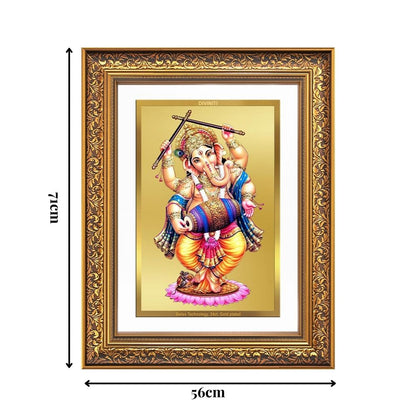 Diviniti 24K Gold Plated Dancing Ganesha (Classic) Divine Wall Frame for Home Mandir & Office Decor | Luxury Spiritual Gift
