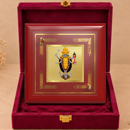 24K Gold-Plated Maa Kali MDF Frame | Premium Gift Box | 10x10 CM