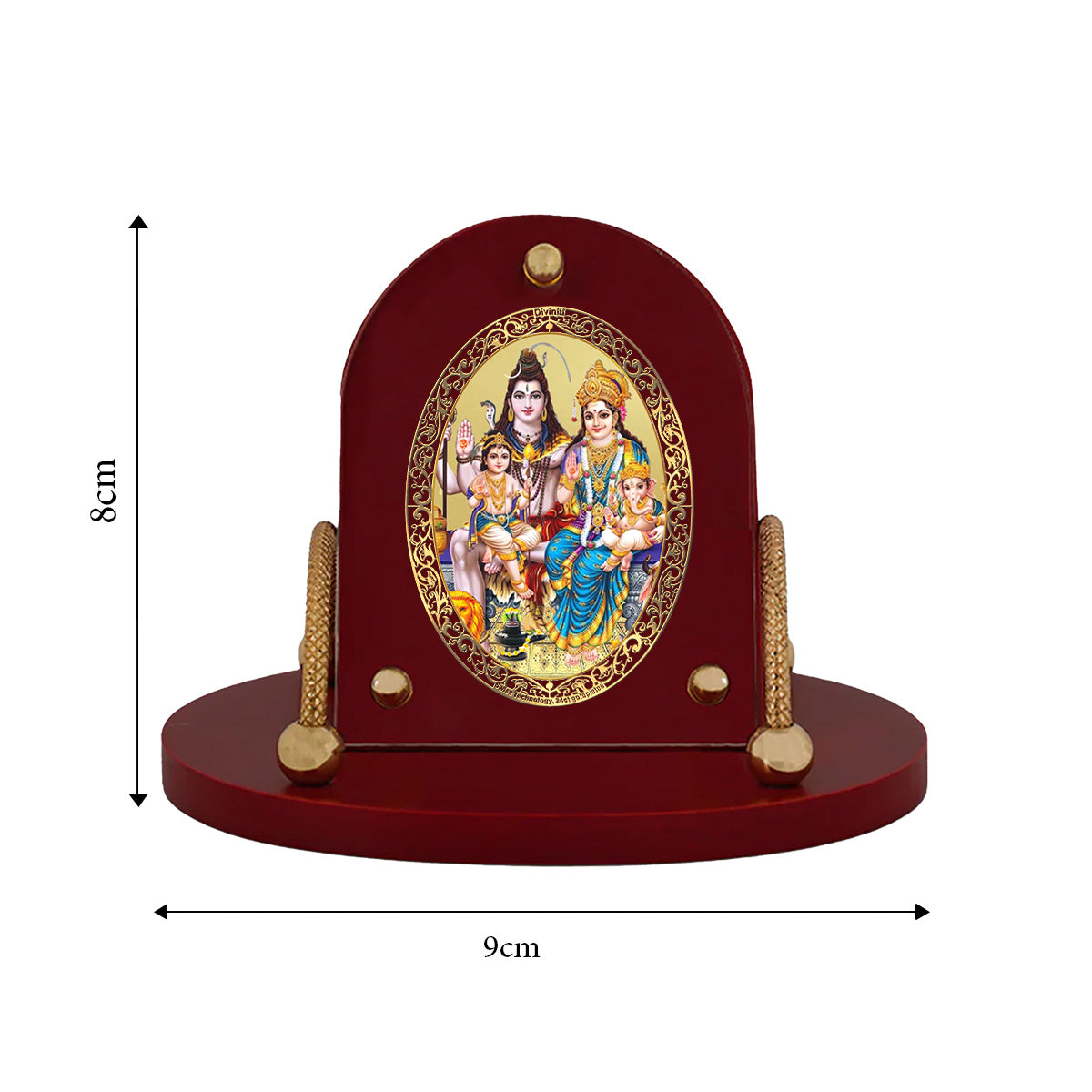 Shiva Parivar | Divine Shiv Family 24K Gold Plated Photo Frame for Car Dashboard, Home Décor & Tabletop | Blessings of Unity, Peace & Protection