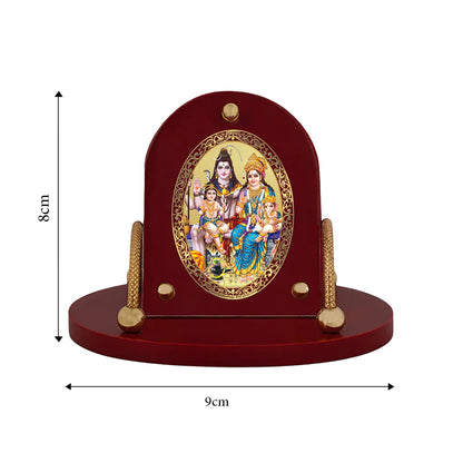 Shiva Parivar | Divine Shiv Family 24K Gold Plated Photo Frame for Car Dashboard, Home Décor & Tabletop | Blessings of Unity, Peace & Protection