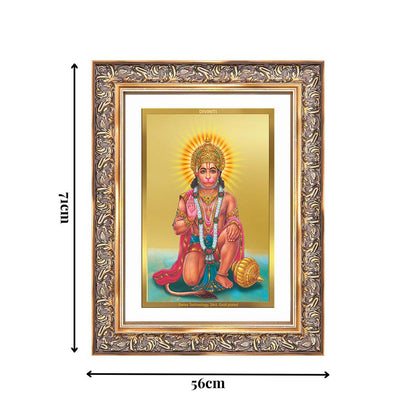 Diviniti 24K Gold Plated Ashirwad Hanuman (Classic) Divine Wall Frame for Home Mandir & Office Decor | Luxury Spiritual Gift
