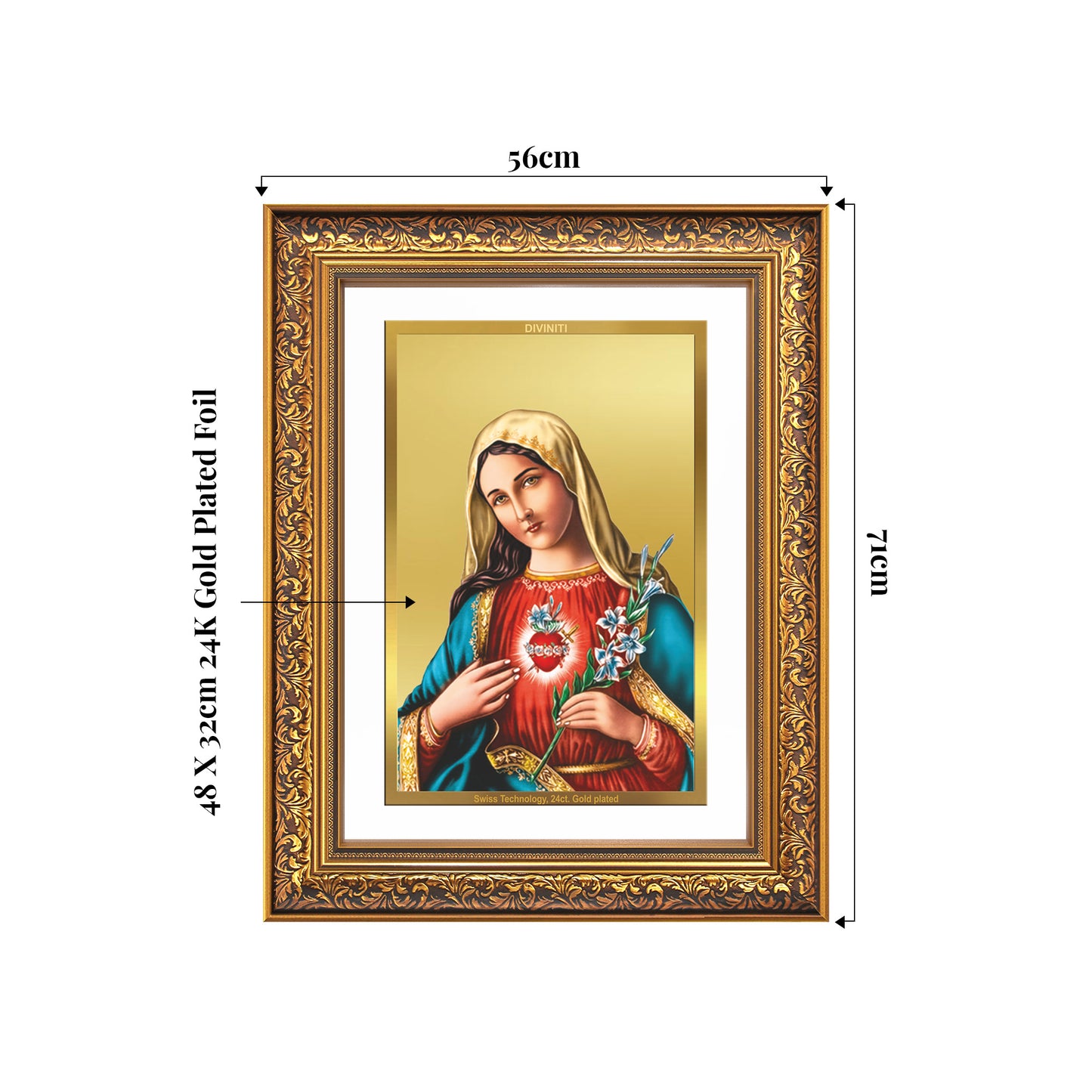 Mother Mary | Blessed Virgin Wall Mount Photo Frame in 24K Gold Plated Foil
