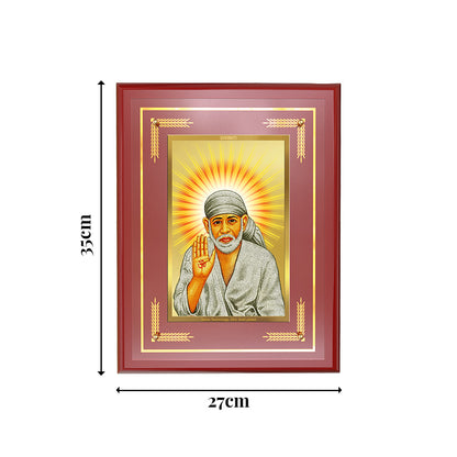 Diviniti Shirdi Sai Baba Blessing Pose Wall Photo Frame in 24K Gold Plated Foil | Faith, Protection & Divine Grace