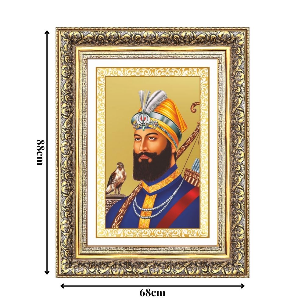 Diviniti 24K Gold Plated Guru Gobind Singh Ji (Classic) Sacred Sikh Wall Frame for Home Decor & Office Ambiance | Premium Spiritual Gift