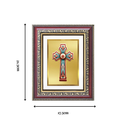 Diviniti 24K Gold Plated Holy Cross (Classic) Divine Wall and Table Top Frame for Home Mandir & Office Decor | Luxury Spiritual Gift