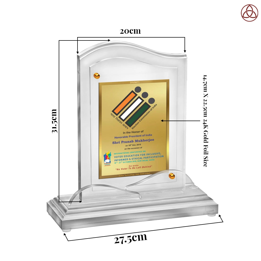 Acrylic Trophy Award | Congratulations Trophy For Celebrations, Ceremony, Events & Functions- Size 3