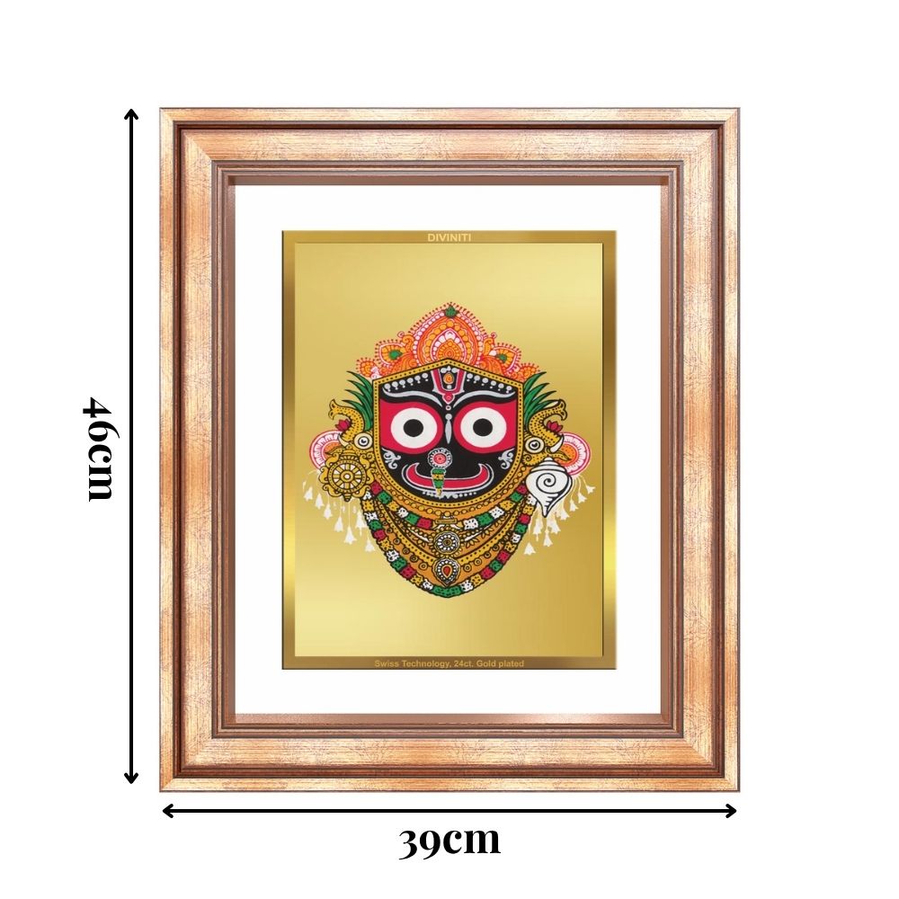 Diviniti 24K Gold Plated Jagannath (Classic) Divine Wall Frame for Home Mandir & Office Decor | Luxury Spiritual Gift