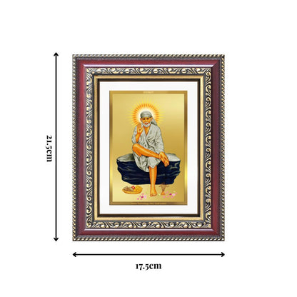 Diviniti 24K Gold Plated Sai Baba (Classic) Divine Wall and Table Top Frame for Home Mandir & Office Decor | Luxury Spiritual Gift