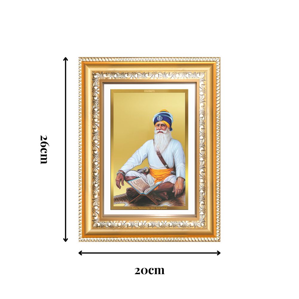 Diviniti 24K Gold Plated Baba Deep Singh Sacred Sikh Wall Frame for Home Decor & Office Ambiance | Premium Spiritual Gift
