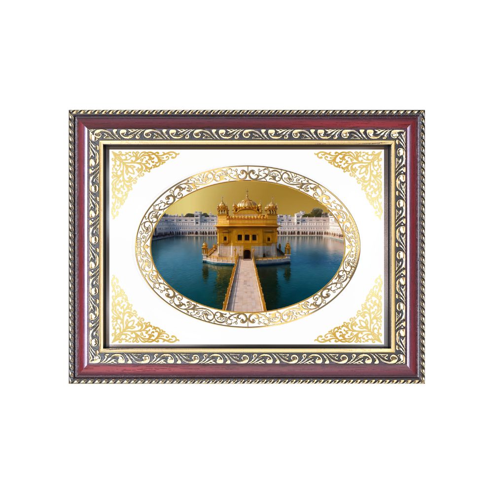 Sri Harmandir Sahib (Golden Temple) | Sikh Sacred Wall & Tabletop Royal Photo Frame in 24K Gold Plated Foil