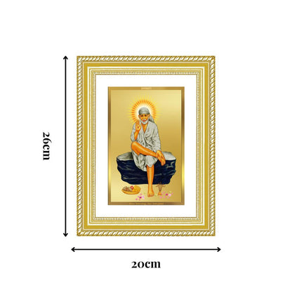 Diviniti 24K Gold Plated Sai Baba (Classic) Divine Wall Frame for Home Mandir & Office Decor | Luxury Spiritual Gift