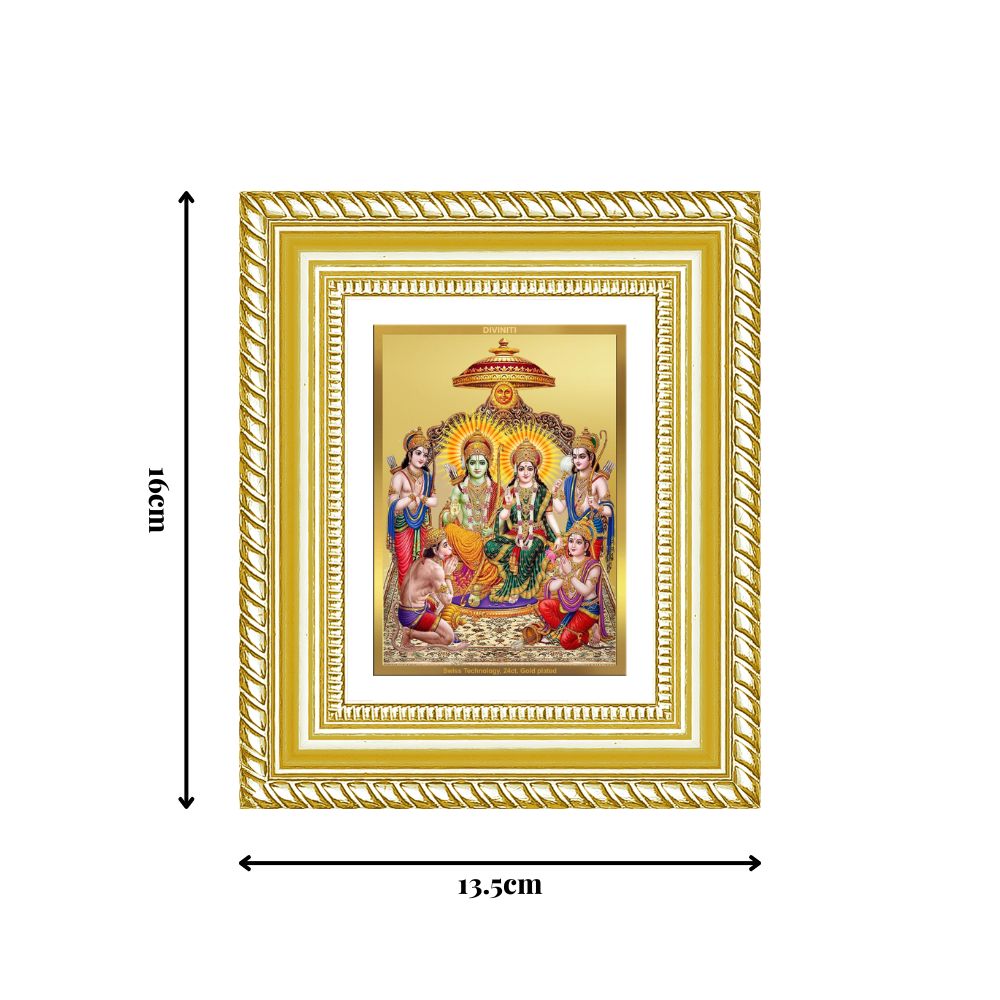 Diviniti 24K Gold Plated Ram Darbar Divine Table Top Frame for Home Mandir & Office Decor | Luxury Spiritual Gift