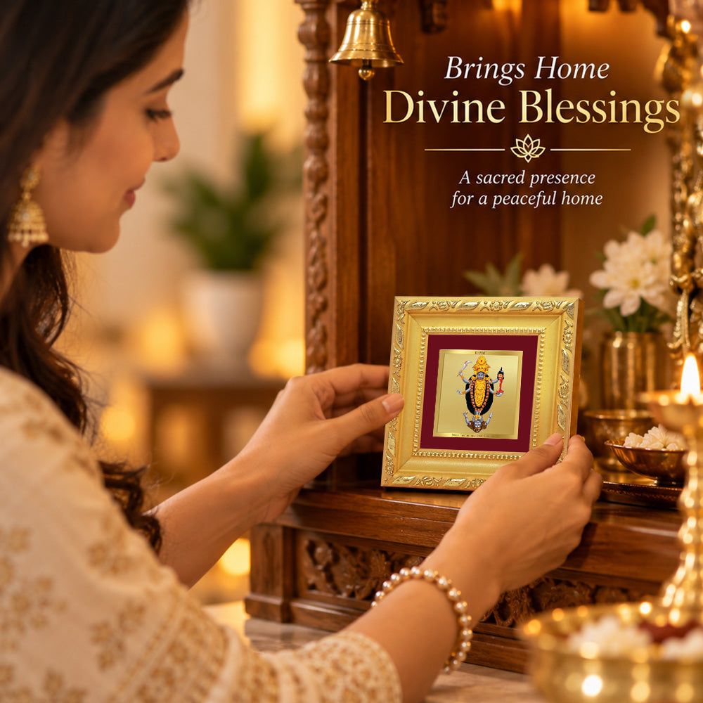 24K Gold-Plated Maa Kali Frame | Premium Gift Box | 10x10 CM