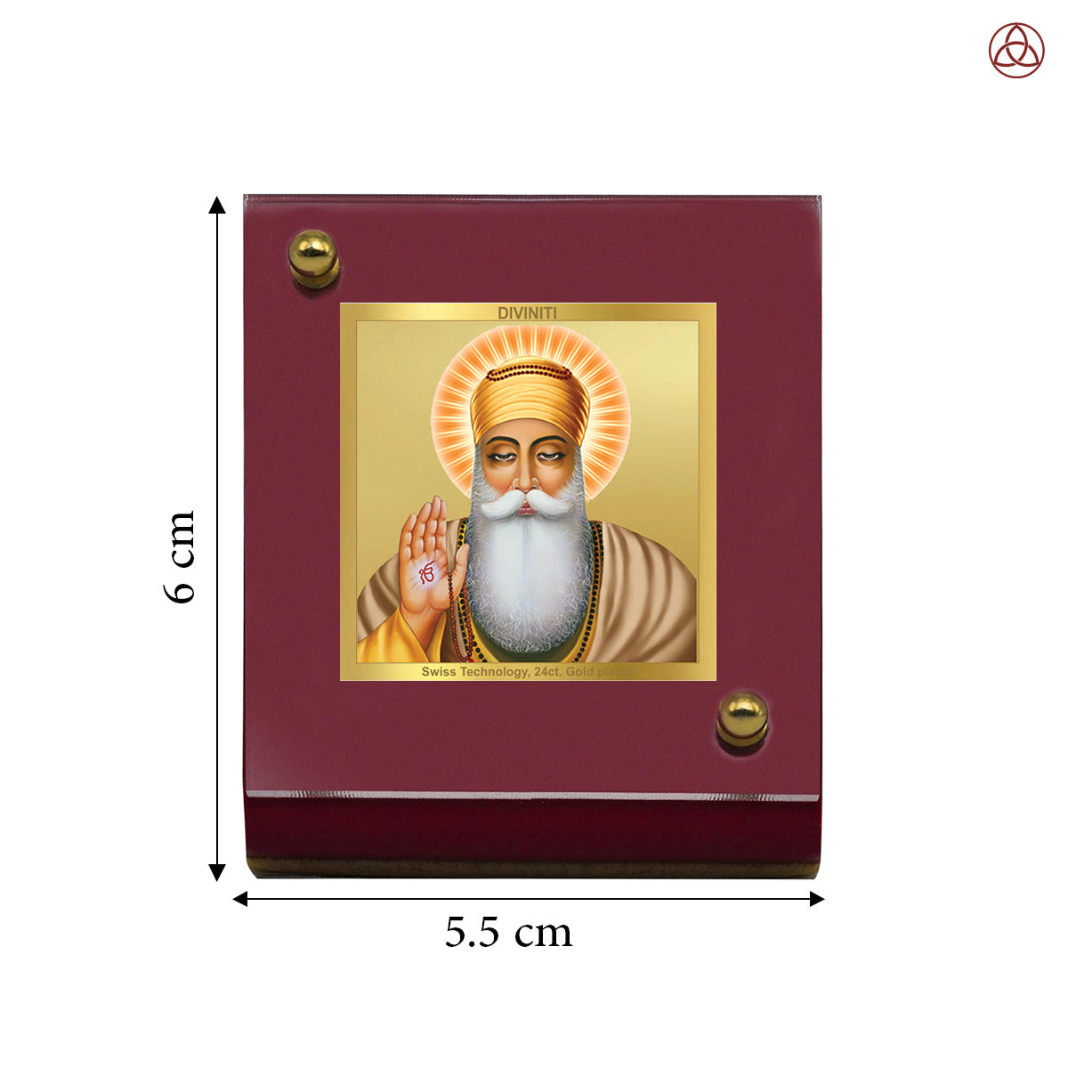 Guru Nanak Dev Ji | Divine Sikh Guru Car Dashboard & Tabletop Photo Frame in 24K Gold Plated Foil