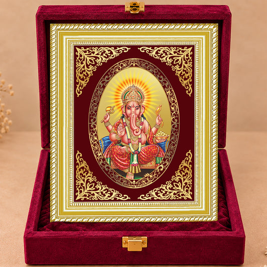 24K Gold-Plated Lord Ganesha Frame | Premium Gift Box | 35x27 CM