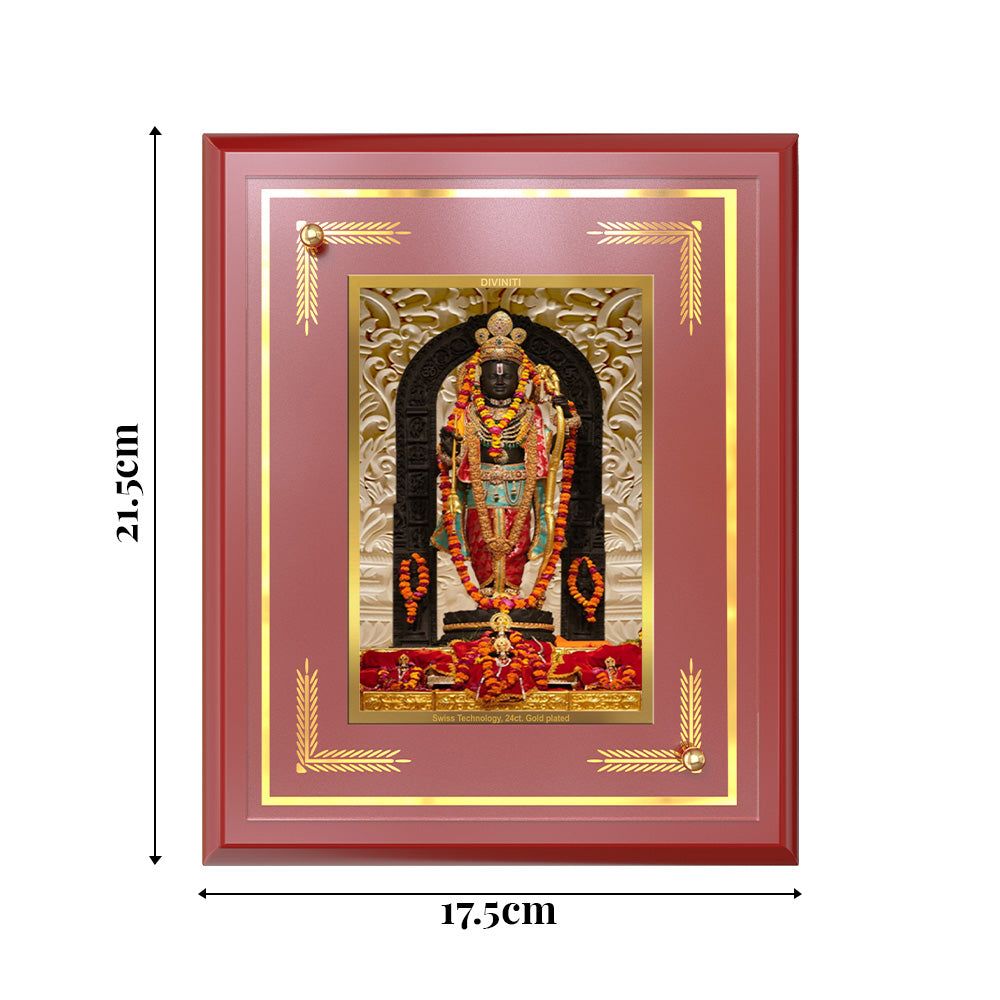 Ram Lalla | Divine Child m of Lord Ram at Ayodhya Temple Wall and Tabletop Photo Frame in 24K Gold Plated Foil
