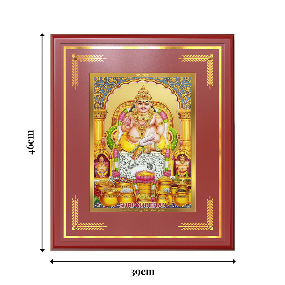 Diviniti Lord Kuber Wall Photo Frame in 24K Gold Plated Foil – Wealth, Prosperity & Financial Abundance