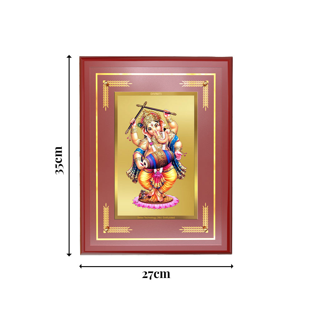 Diviniti 24K Gold Plated Dancing Ganesha Blessing Tabletop Photo Frame | Joy, Success & Divine Grace
