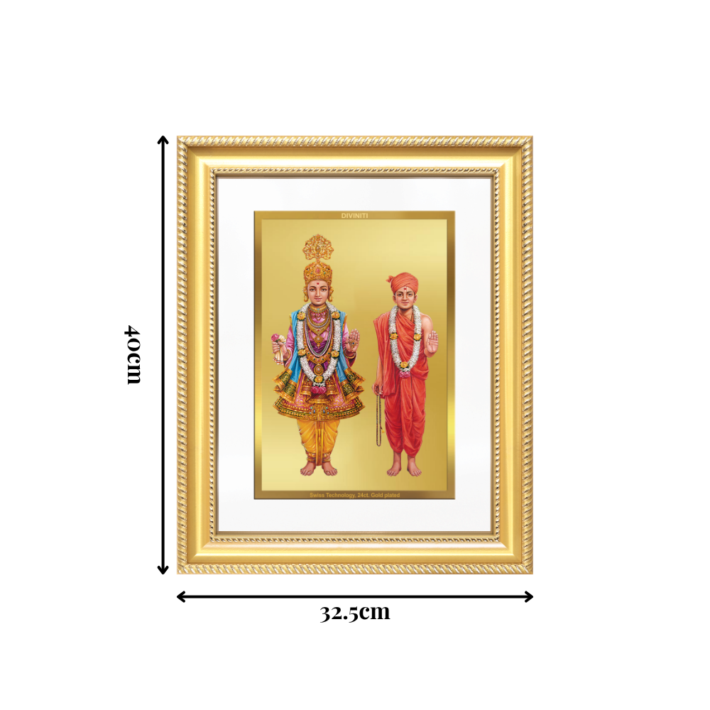 Diviniti 24K Gold Plated Swaminarayan (Classic) Divine Wall Frame for Home Mandir & Office Decor | Luxury Spiritual Gift