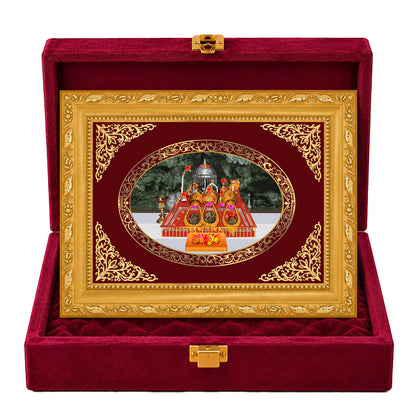 24K Gold-Plated Vaishno Devi Darbar Frame | Premium Gift Box | 21.5x17.5 CM