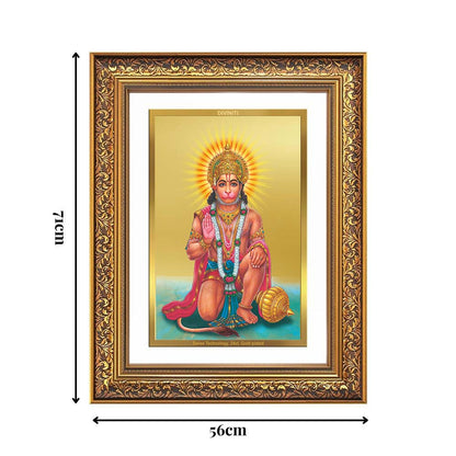 Diviniti 24K Gold Plated Ashirwad Hanuman (Classic) Divine Wall Frame for Home Mandir & Office Decor | Luxury Spiritual Gift