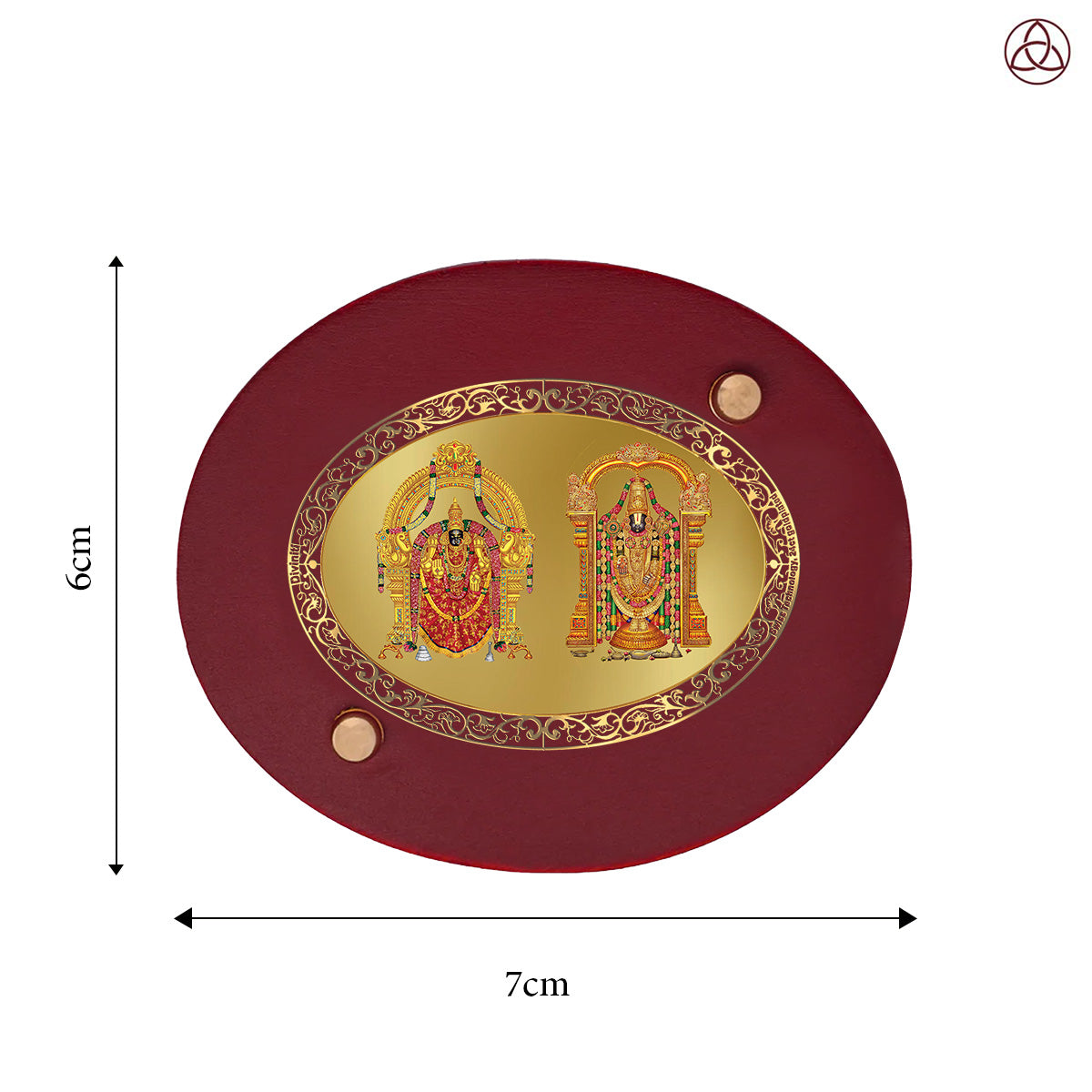 Padmavathi Balaji Car Dashboard & Tabletop Photo Frame, 24K gold-plated, 7x6 cm, intricate design.