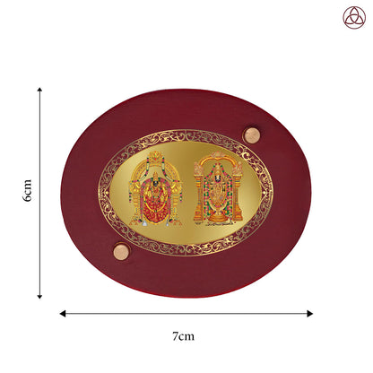Padmavathi Balaji Car Dashboard & Tabletop Photo Frame, 24K gold-plated, 7x6 cm, intricate design.